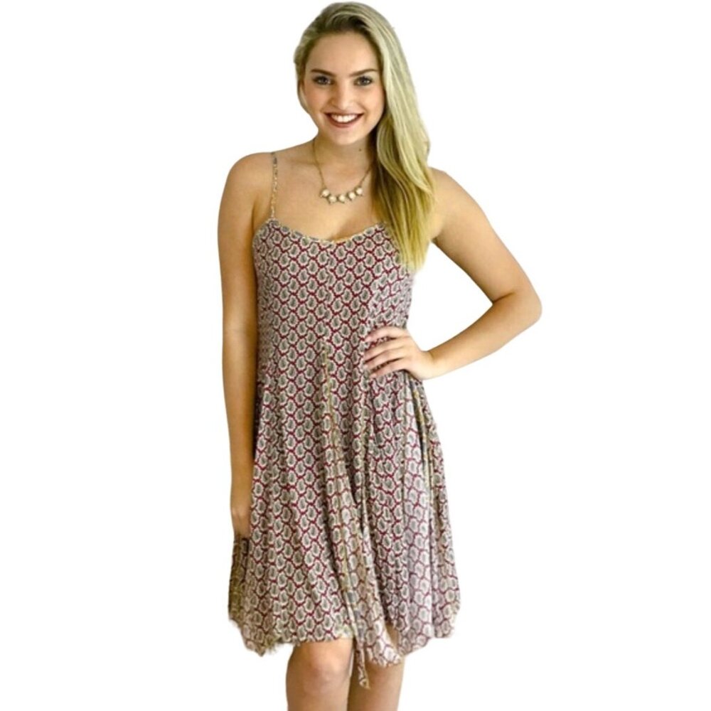 NWT Printed Flowy A-Line Twirl Swing Slip Dress| Coastal Cowgirl Boho Whimsigoth - Picture 2 of 8